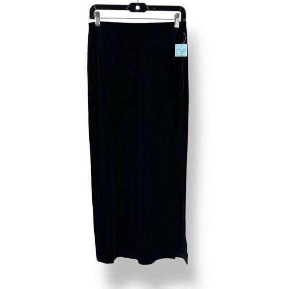Vintage Sylvie L High Slit Velvet Maxi Skirt Black Whimsigoth Y2K Fairy Grunge - Picture 1 of 9